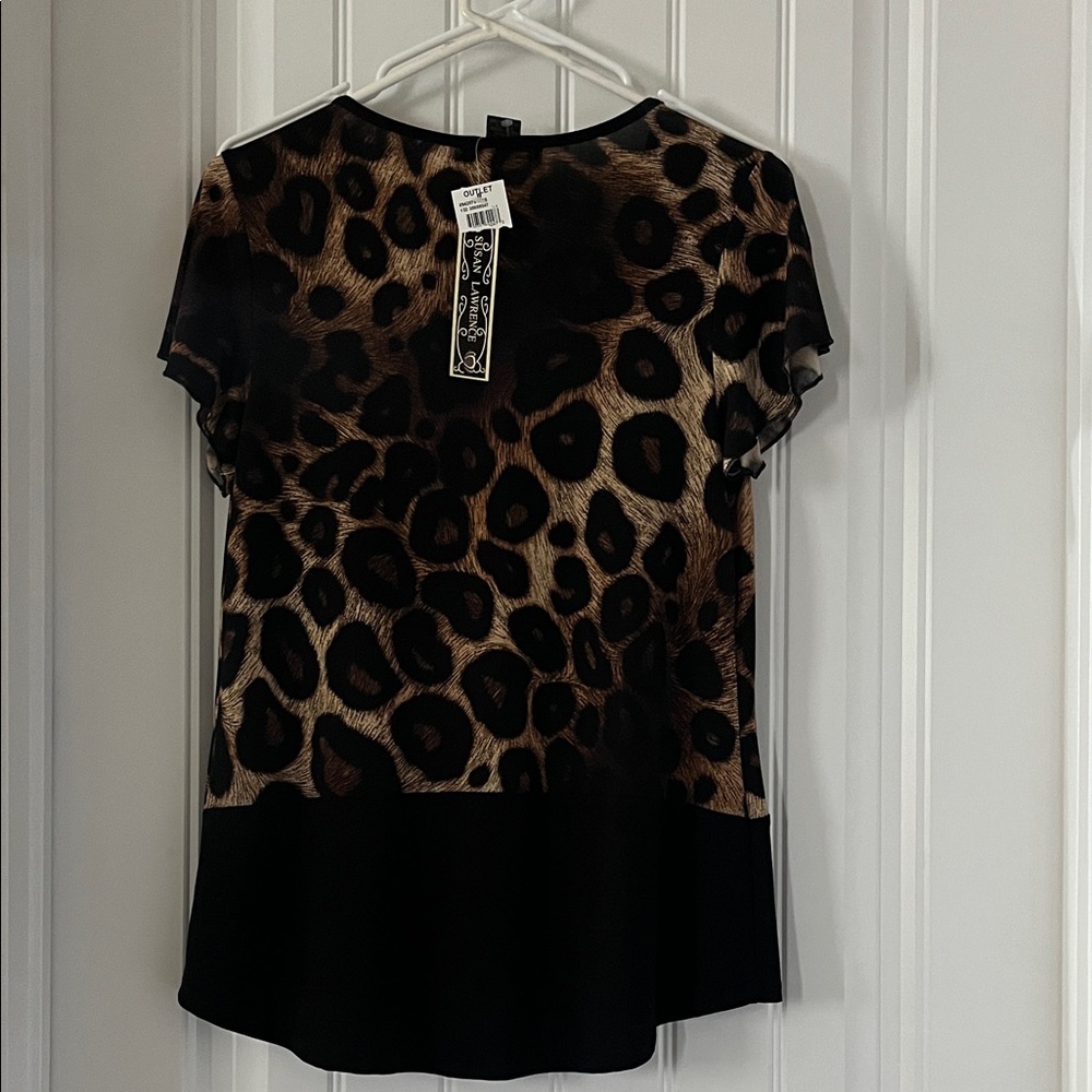 Susan Lawrence Leopard Print Blouse in Black and Brown - Picture 3 of 6